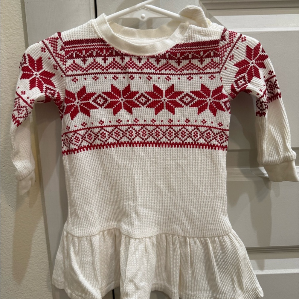 Ralph Lauren Red and White Infant Waffle Knit Dress